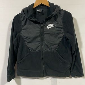 Nike Black Hooded Kids Jacket with White Logo